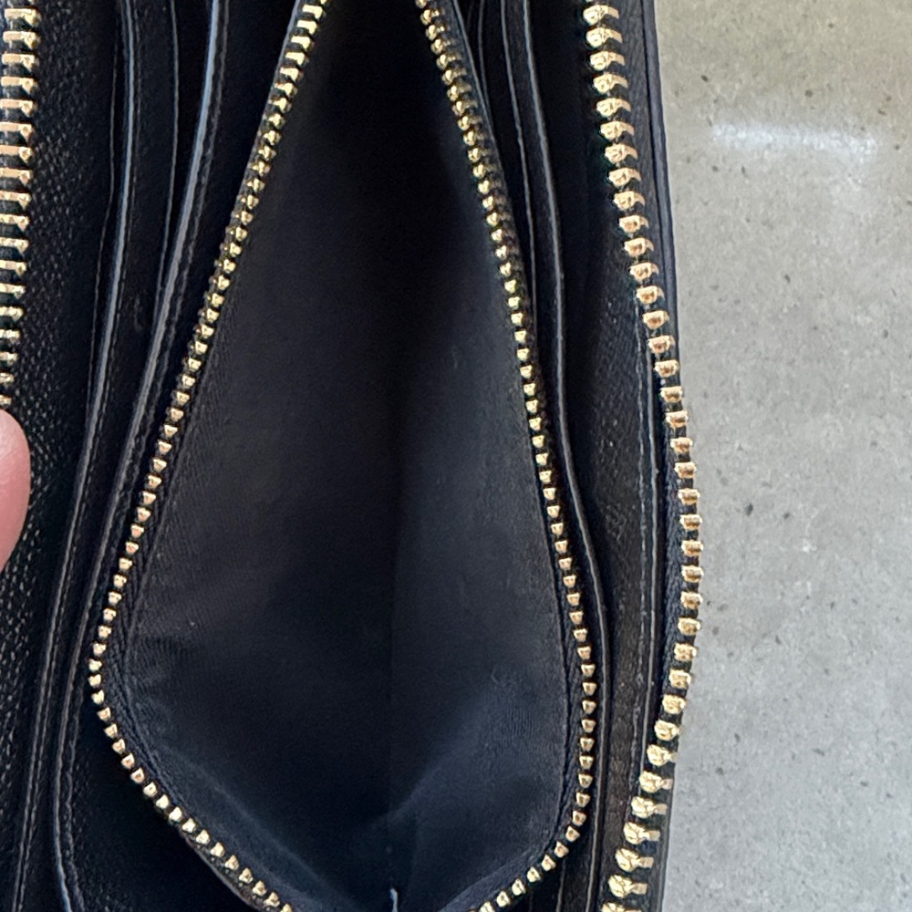 Coach Black Zip-Around Saffiano Wallet with Gold Hardware - Picture 6 of 6